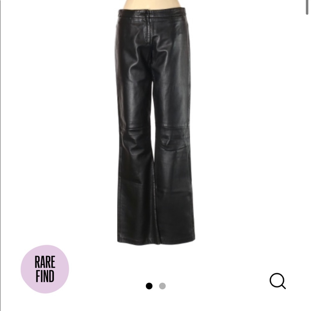 Sz 4 BCBGMAXAZARIA Black Leather Low Rise Pants